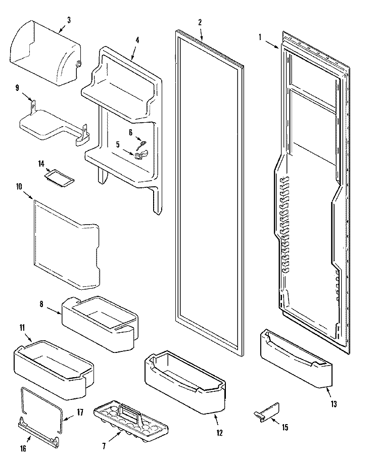 FRESH FOOD INNER DOOR Diagram and Parts List for S61STRP  Maytag Refrigerator