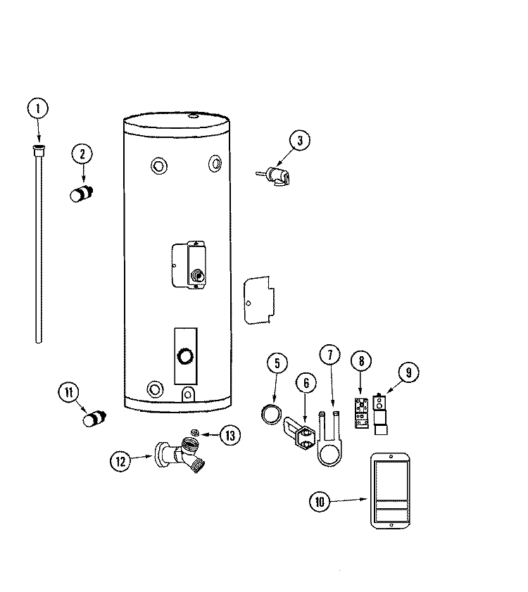 BODY Diagram and Parts List for HM3301HMSE3  Maytag Water Heater