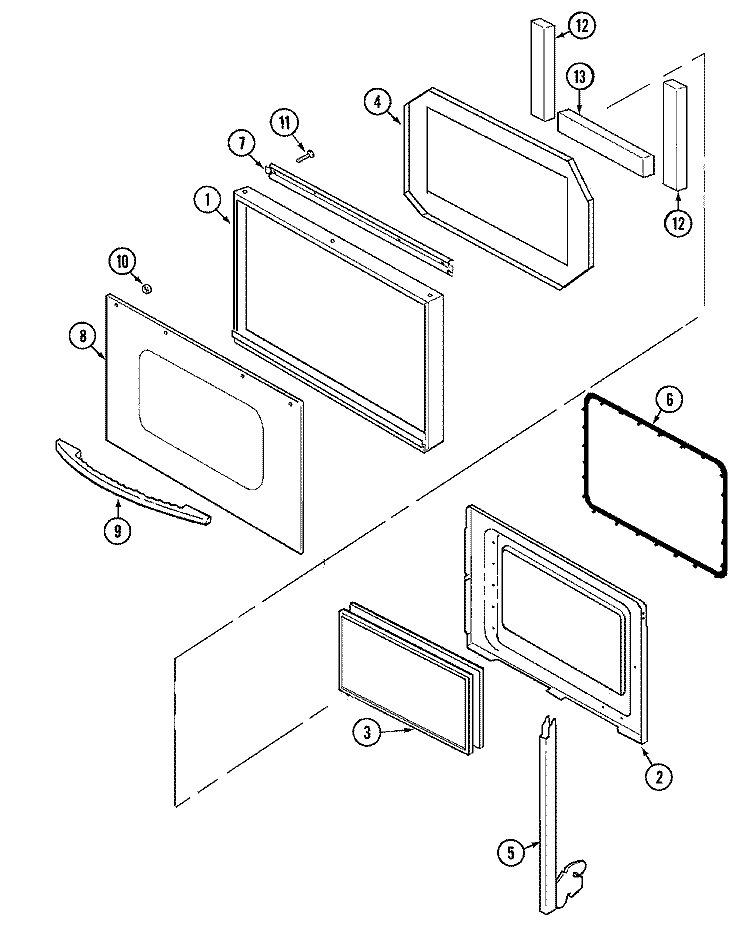 DOOR Diagram and Parts List for MMW5530CAB  Maytag Wall Oven