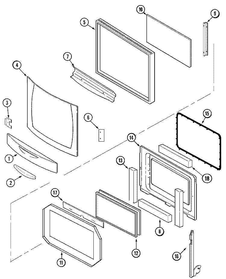 DOOR (STL) Diagram and Parts List for JMW9530CAS  Jenn-Air Microwave Oven Combo