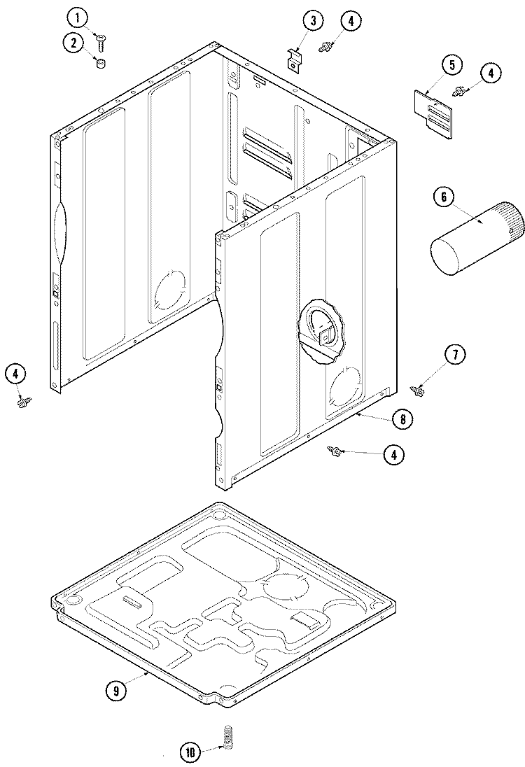 CABINET & BASE Diagram and Parts List for CDG9500W  Crosley Dryer