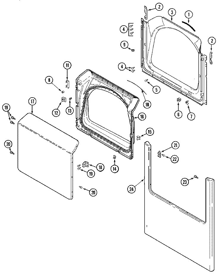 DOOR Diagram and Parts List for MDE7550AGW  Maytag Dryer