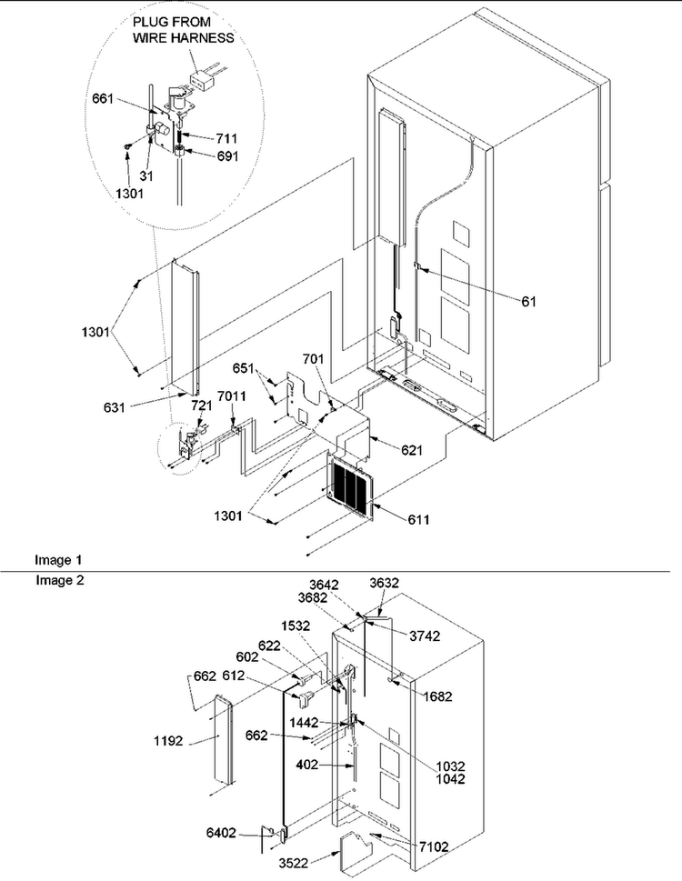 Cabinet Back Diagram and Parts List for TX21VC-P1315905WC  Amana Refrigerator