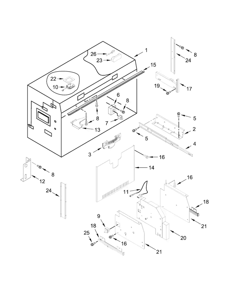 Freezer Liner Parts Diagram and Parts List for JF42NXFXDE01  Jenn-Air Refrigerator