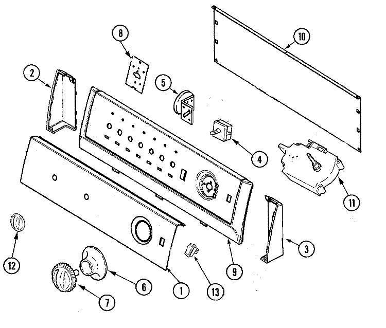 CONTROL PANEL Diagram and Parts List for DLW231RAW  Amana Washer