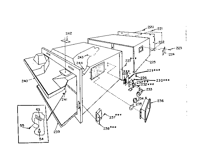 Oven Right Side Diagram and Parts List for 5629967310  Kenmore Microwave