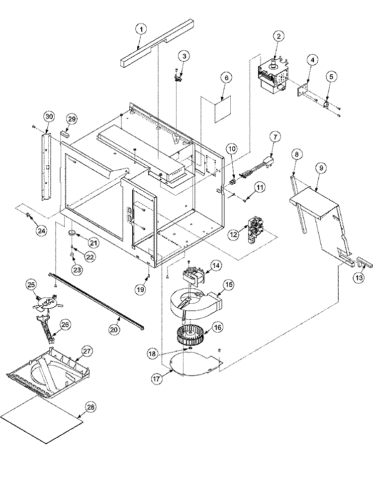 BLOWER & CAVITY Diagram and Parts List for RCS10 P1327703M Amana Microwave