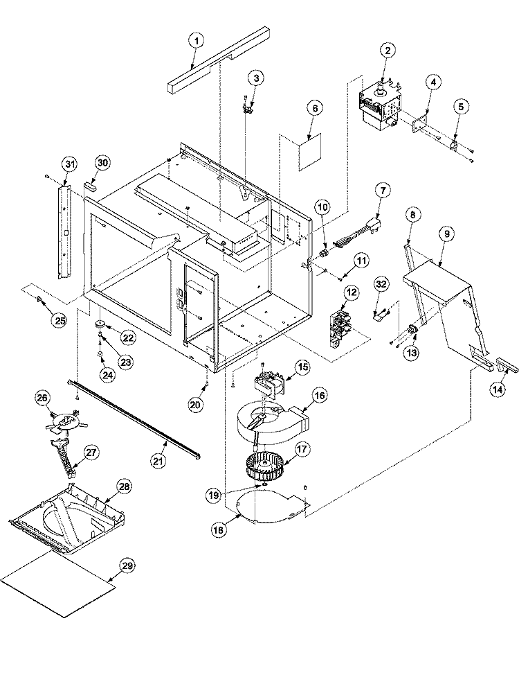 BLOWER & CAVITY Diagram and Parts List for RCS10MPS P1327705M Amana Microwave
