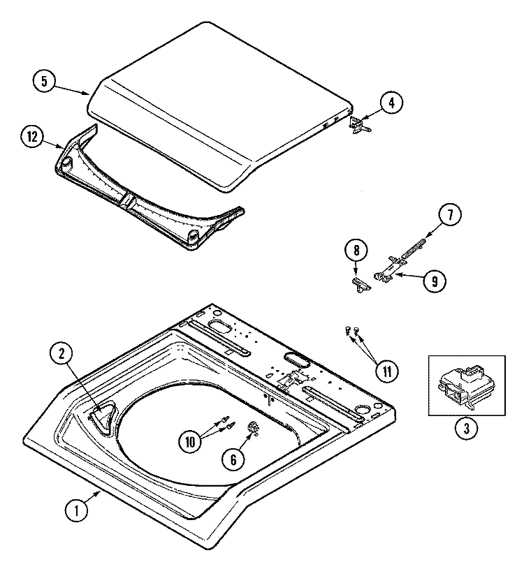 TOP Diagram and Parts List for MAV6358AWW  Maytag Washer