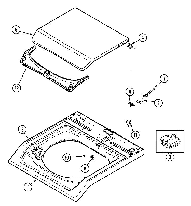 TOP Diagram and Parts List for MAV7757AWW  Maytag Washer