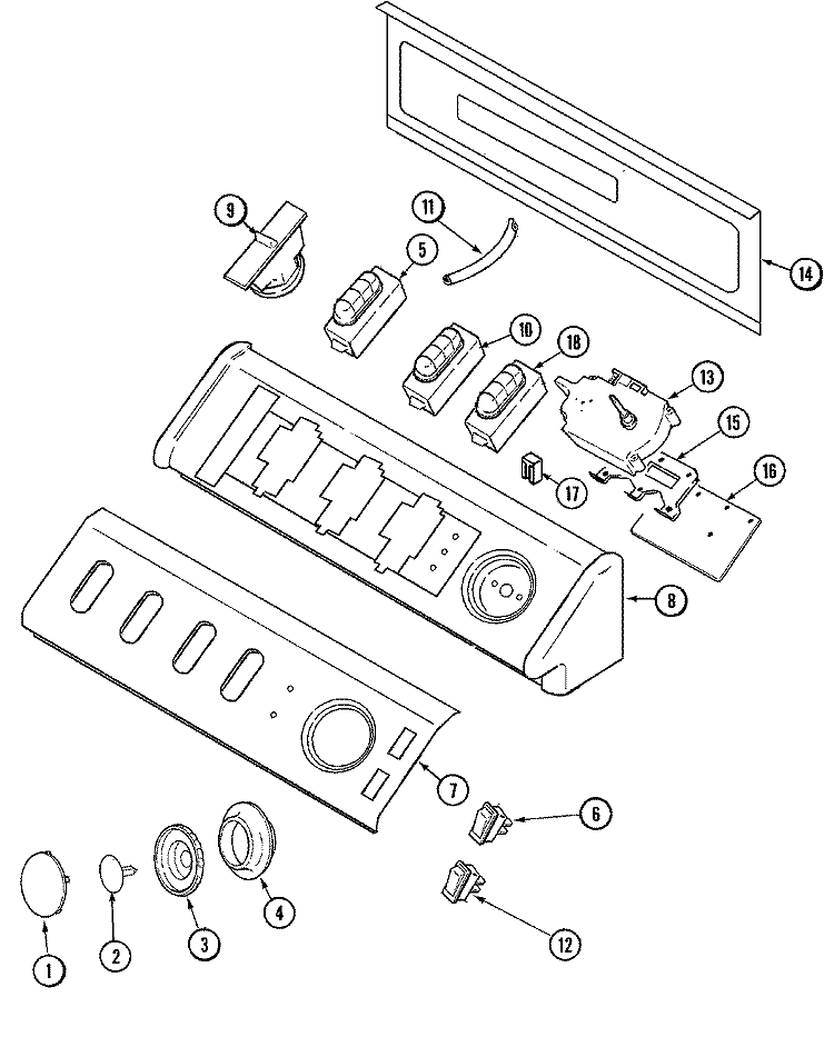 CONTROL PANEL Diagram and Parts List for MAV8757AWW  Maytag Washer