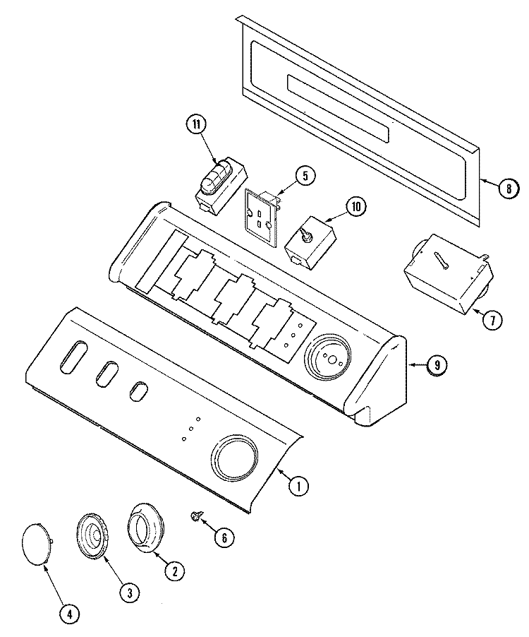 CONTROL PANEL Diagram and Parts List for MDG7758AWQ  Maytag Dryer