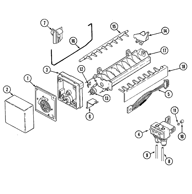 ICE MAKER Diagram and Parts List for ARS2760BW  Amana Refrigerator