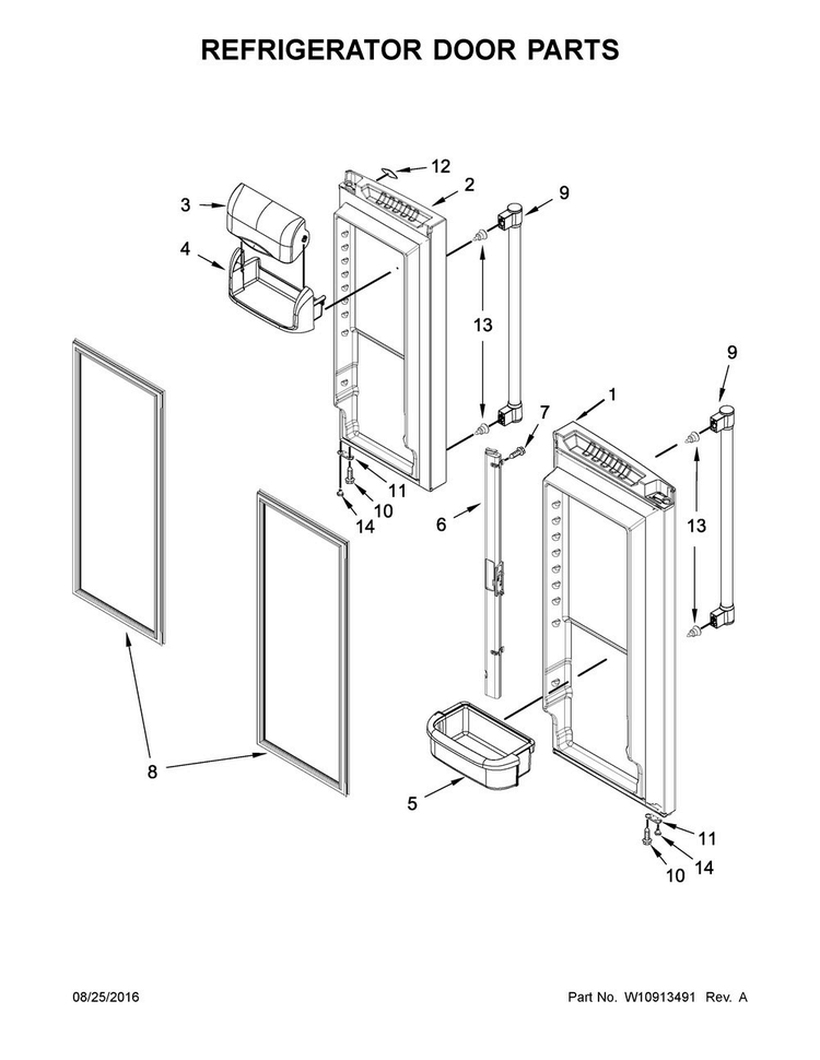 Refrigerator Door Parts Diagram and Parts List for MFF2258FEZ00  Maytag Refrigerator