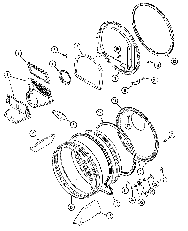 TUMBLER Diagram and Parts List for MDG16CSBGW  Maytag Dryer