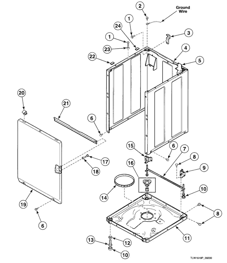 Cabinet Assy Diagram and Parts List for SWT020LA  Speed Queen Washer