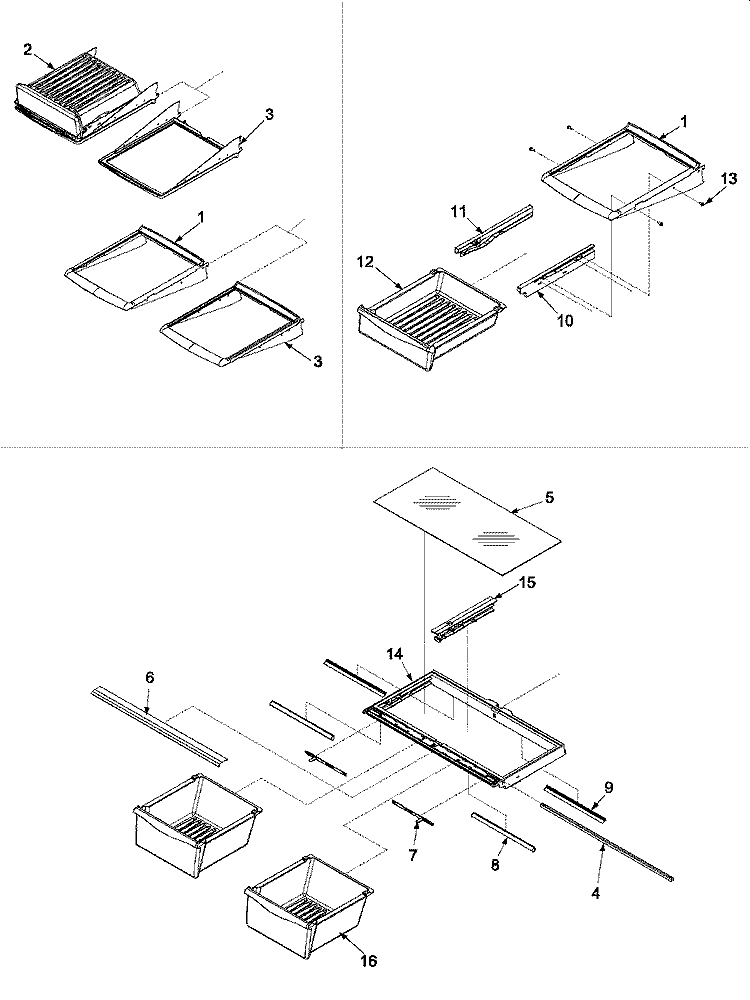 REFRIGERATOR SHELVING Diagram and Parts List for ARB1914CW PARB1914CW0 Amana Refrigerator