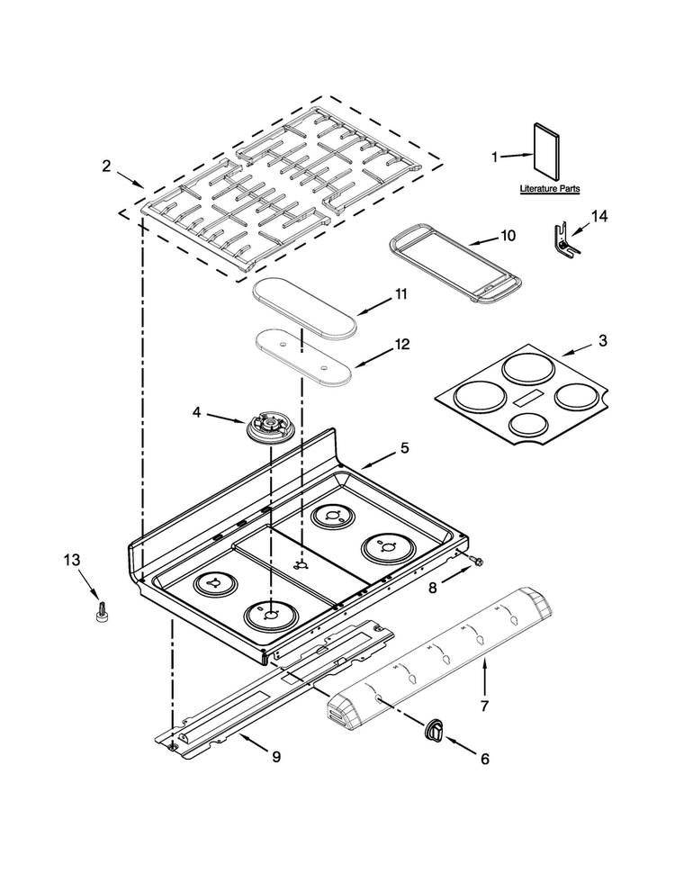 Cooktop Parts Diagram and Parts List for MGT8820DS02  Maytag Range