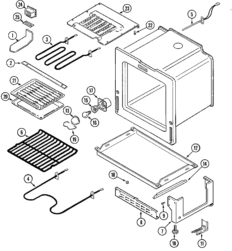 OVEN / BASE Diagram and Parts List for MER5750BAW  Maytag Range