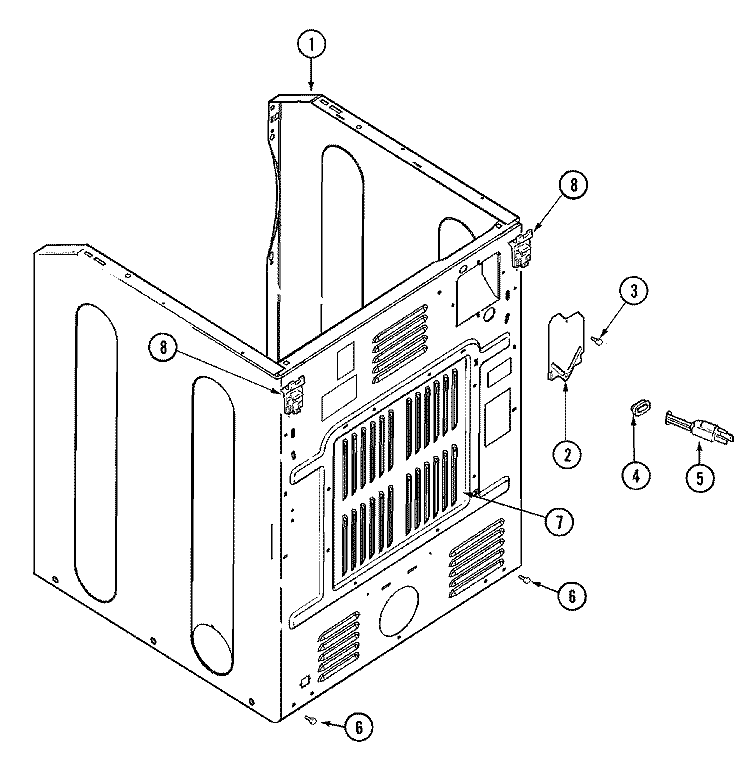 CABINET - REAR Diagram and Parts List for MDG8550BGW  Maytag Dryer