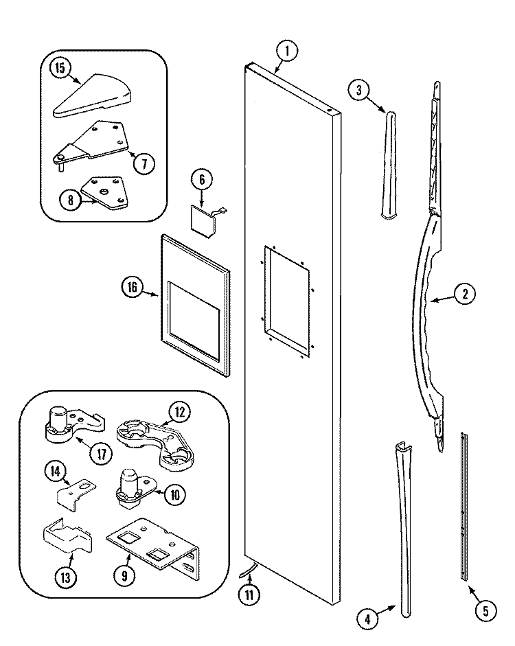 FREEZER OUTER DOOR (REV 18) Diagram and Parts List for GC2227DEDW  Maytag Refrigerator