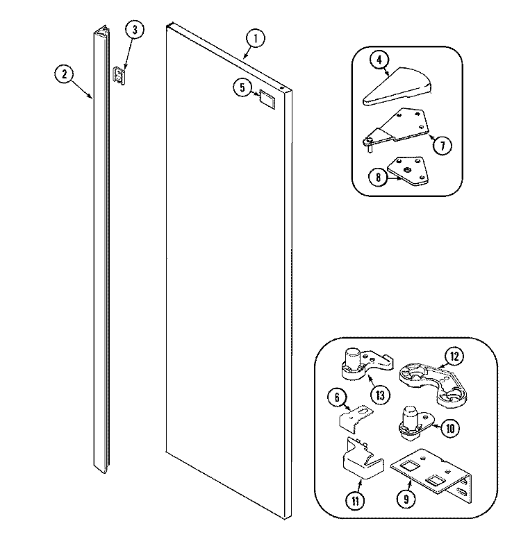 FRESH FOOD OUTER DOOR (MSD2756GES) Diagram and Parts List for MSD2756GES  Maytag Refrigerator