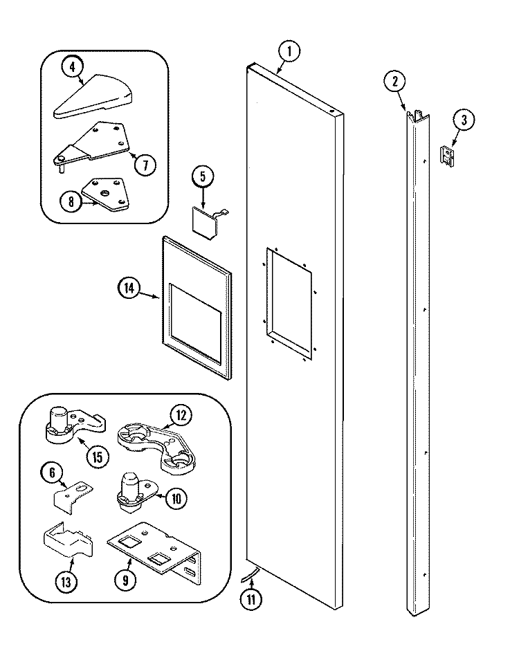 FREEZER OUTER DOOR (MSD2756GES) Diagram and Parts List for MSD2756GES  Maytag Refrigerator