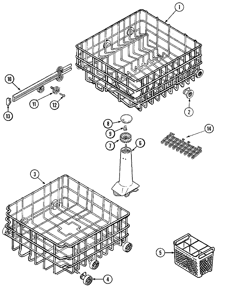 TRACK & RACK ASSEMBLY Diagram and Parts List for DDW361RAW  Amana Dishwasher