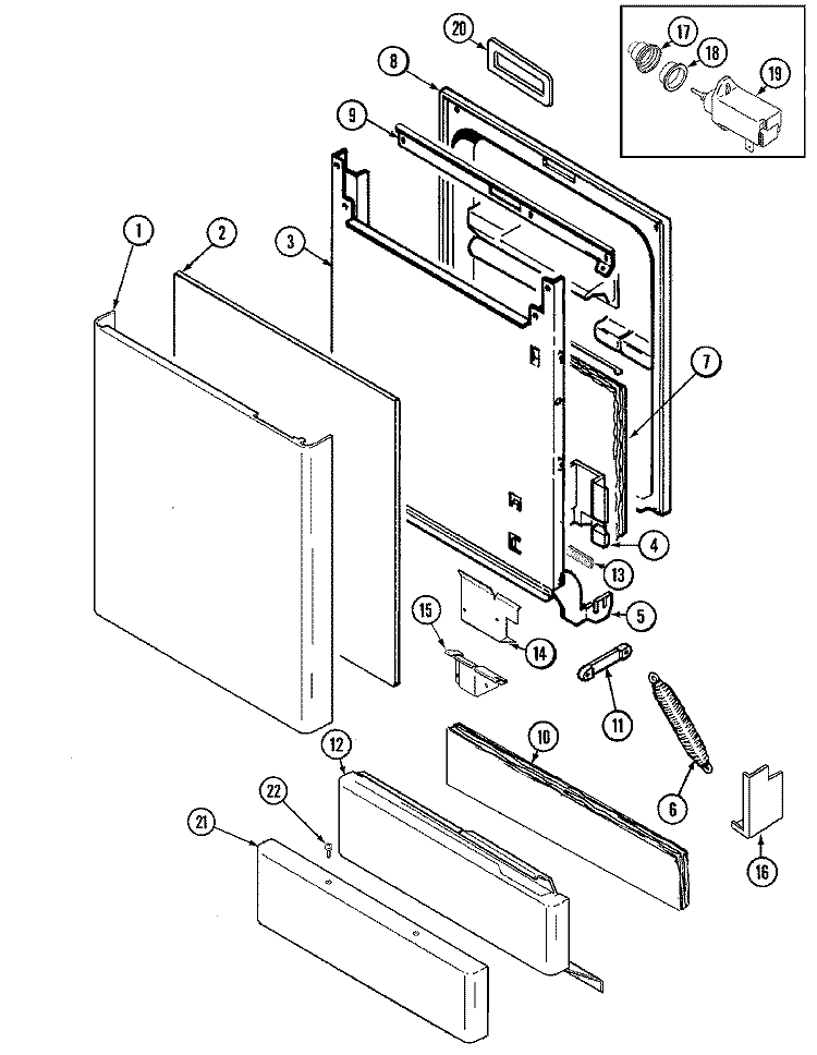 DOOR (AWS) Diagram and Parts List for MDBE790AWS  Maytag Dishwasher