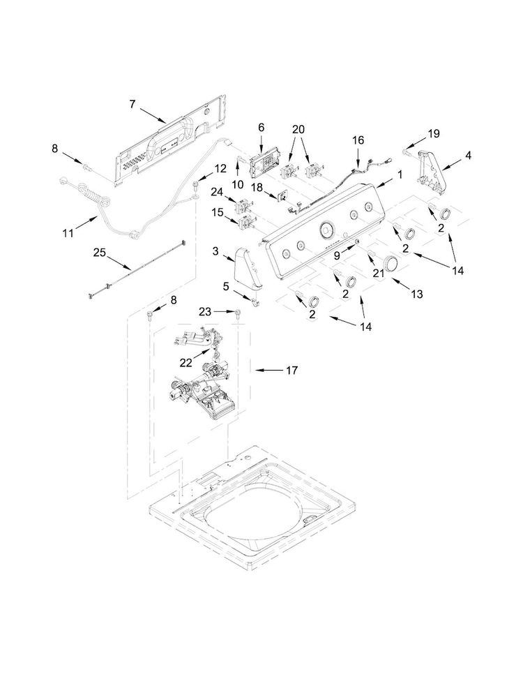 Controls And Water Inlet Parts Diagram and Parts List for MVWC415EW1  Maytag Washer