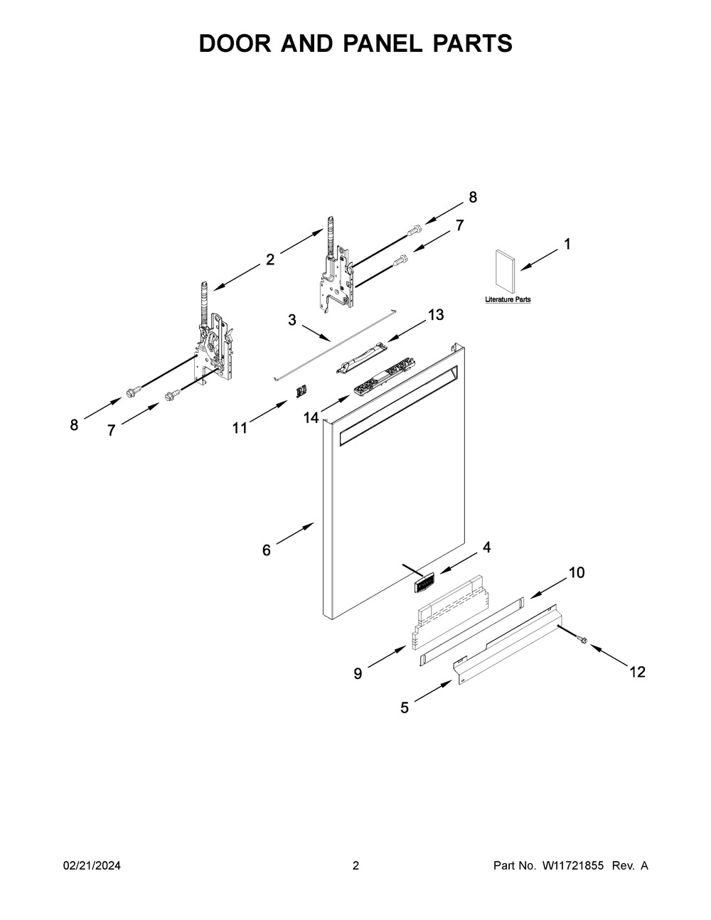 Door And Panel Parts Diagram and Parts List for MDB4949SKB3  Maytag Dishwasher