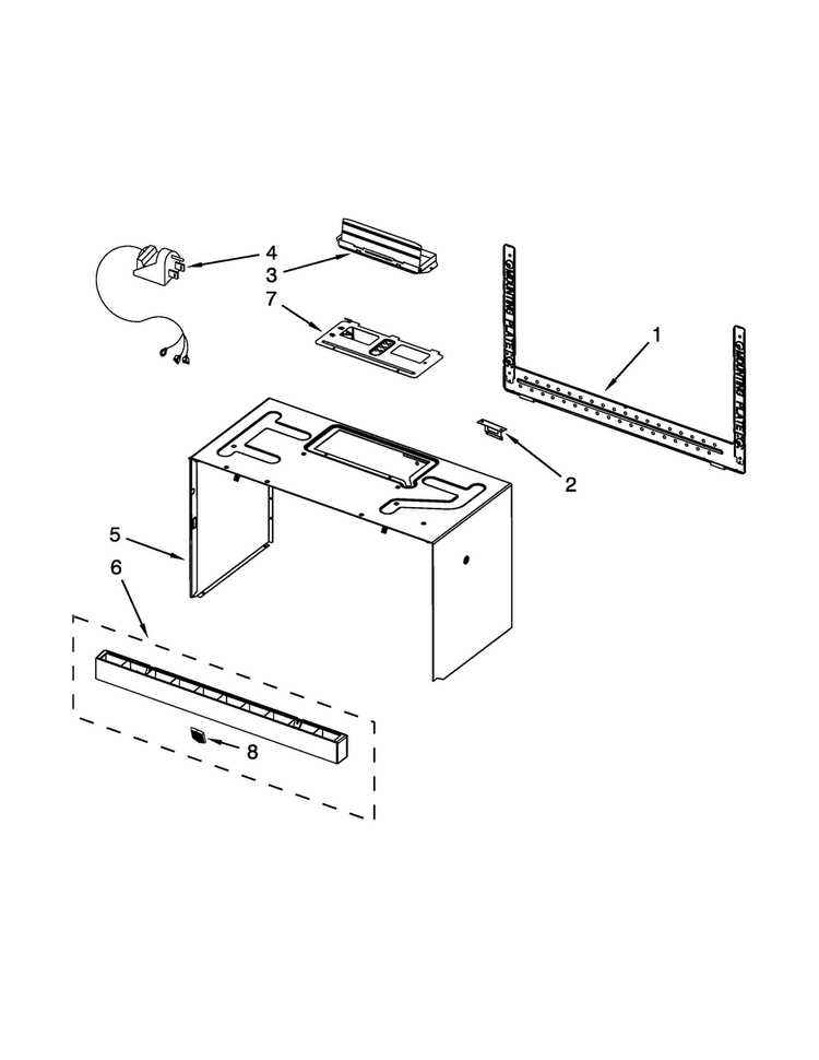 Cabinet And Installation Parts Diagram and Parts List for MMV1164WS6  Maytag Microwave