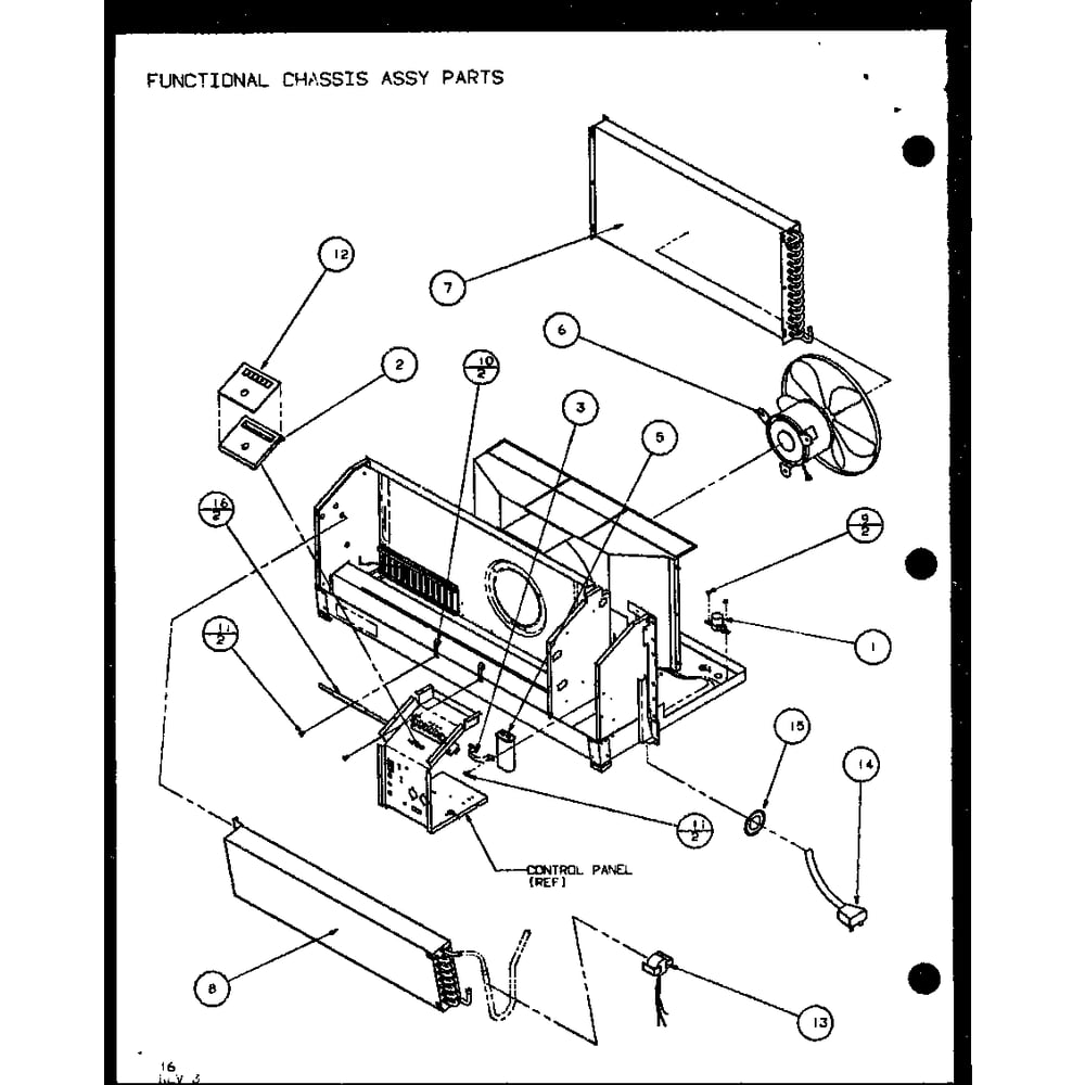 Function Chassis Assy Parts Diagram and Parts List for PTH12400ER P9872129R Amana Air Conditioner