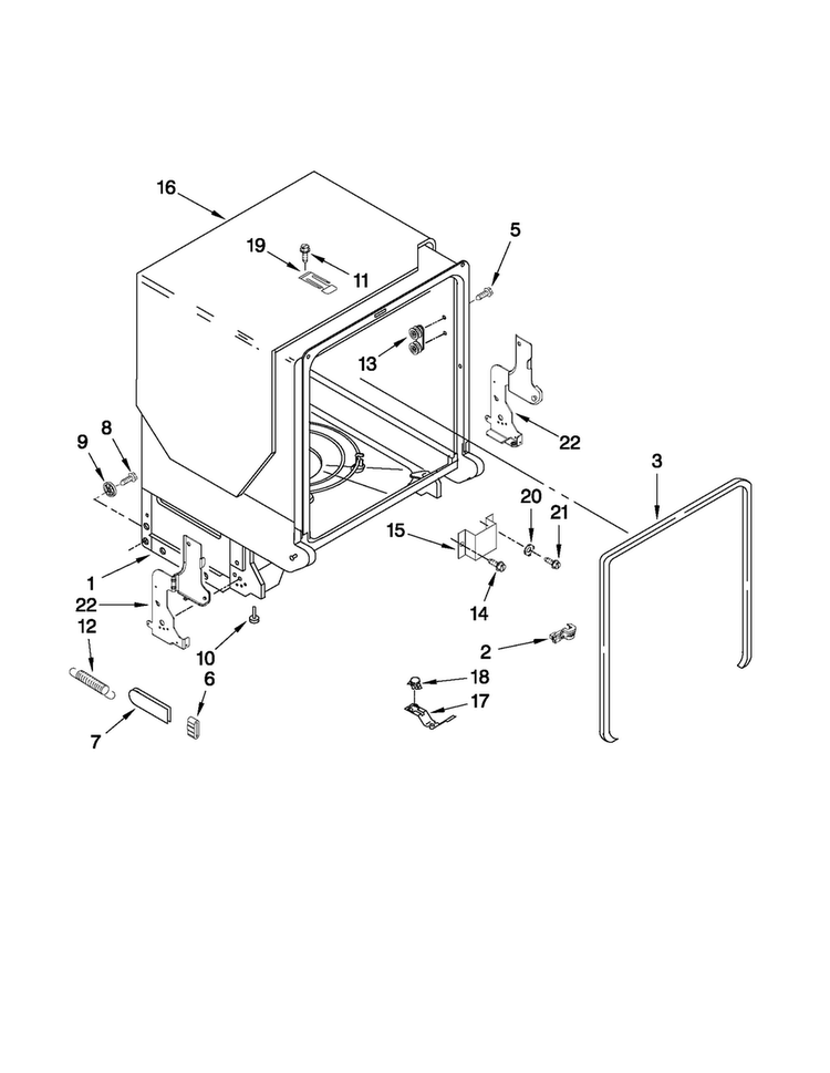 Tub And Frame Parts Diagram and Parts List for MDBH949AWB2  Maytag Dishwasher