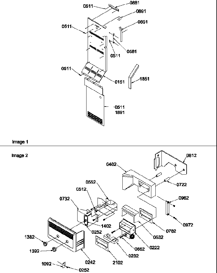 Control Assy Diagram and Parts List for SX522VW-P1320501WW  Amana Refrigerator