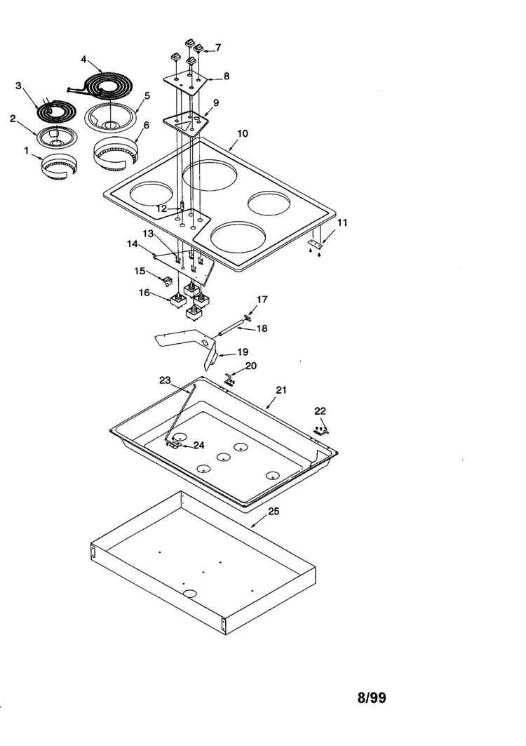 All Components Diagram and Parts List for AKR3000E-P1143710NE  Amana Cooktop