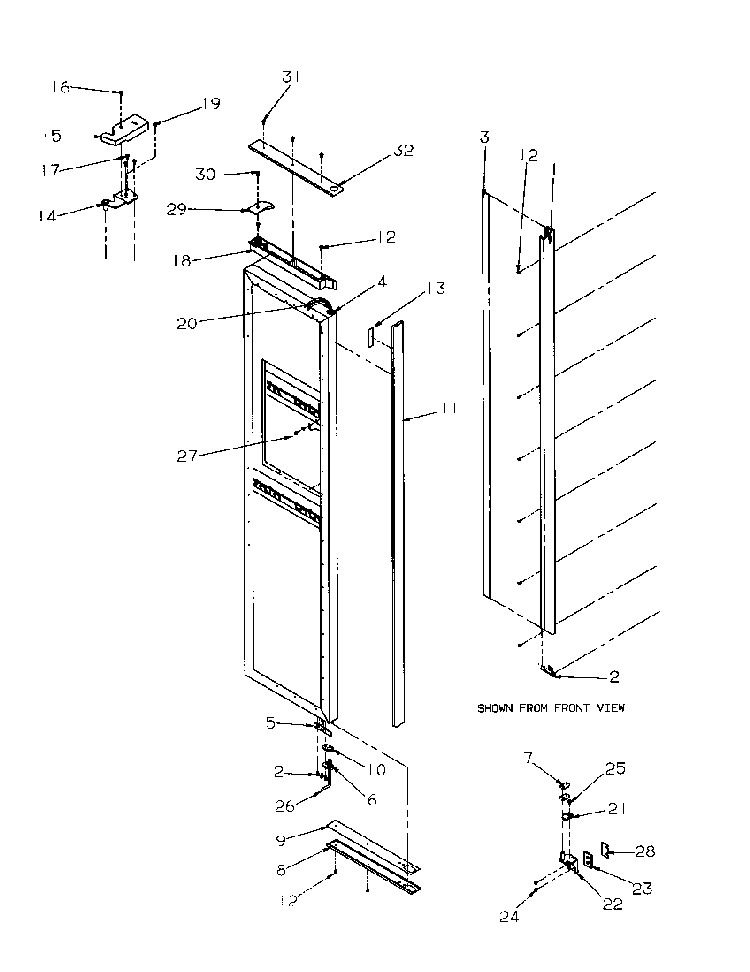 Freezer Door Diagram and Parts List for SBD20S4L-P1190001WL  Amana Refrigerator