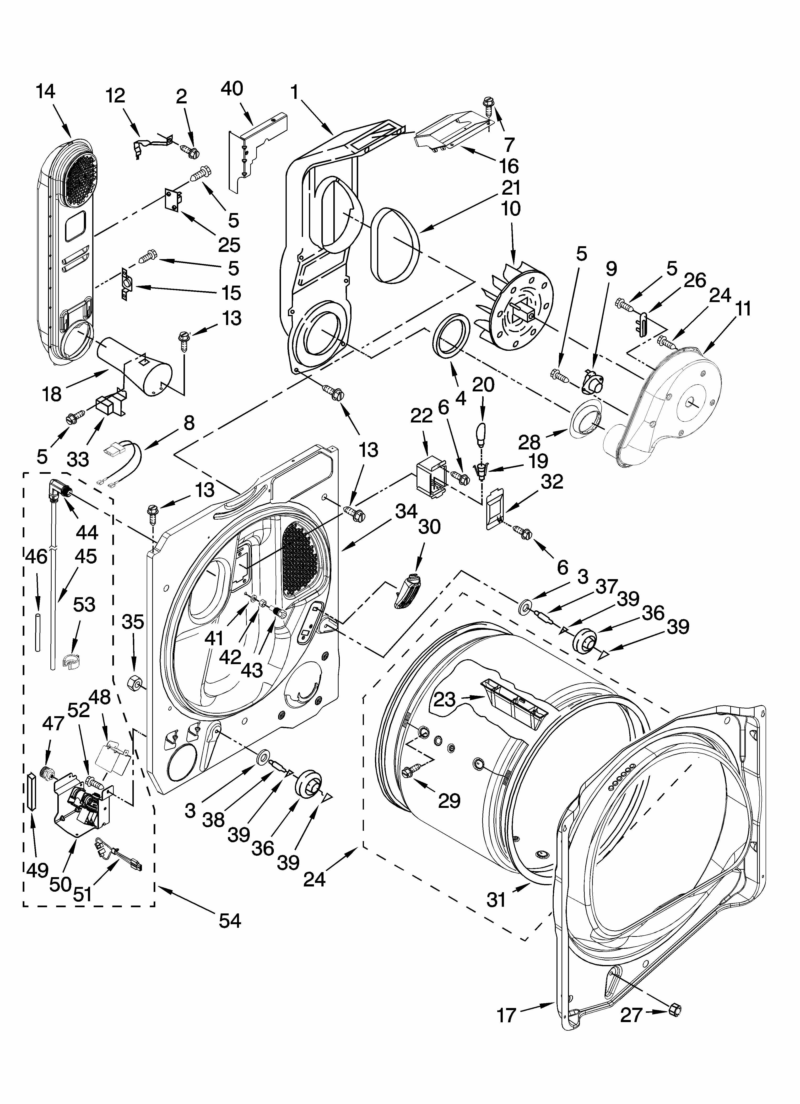Bulkhead Parts Diagram and Parts List for MGD6600TQ1  Maytag Dryer