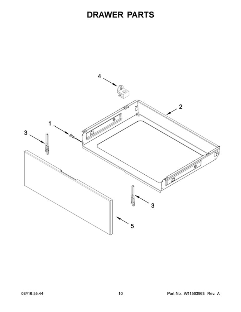 Drawer Parts Diagram and Parts List for ACR4303MFS5  Amana Range