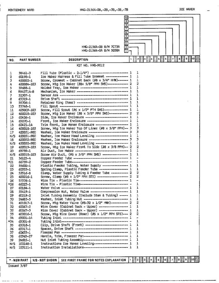 Ice Maker Page 2 Diagram and Parts List for 21564B  Admiral Refrigerator
