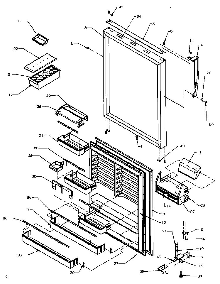 Refrigerator Door Assembly Diagram and Parts List for TX25R4E-P1175402WE  Amana Refrigerator