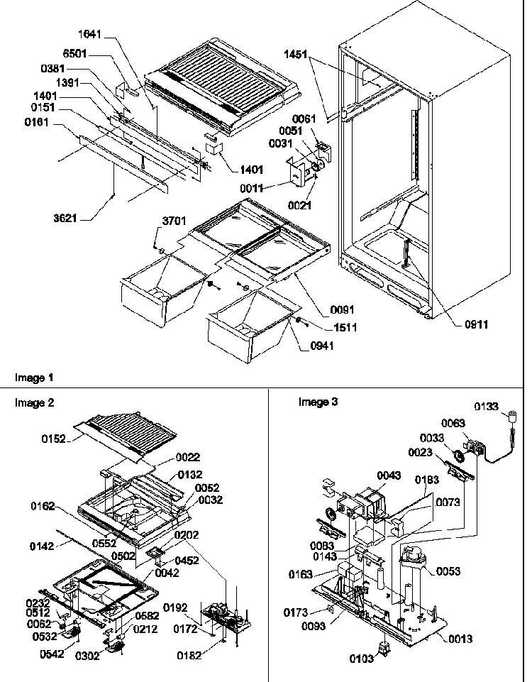 Interior Cabinet And Drain Block Assembly Diagram and Parts List for TW518VW-P1322501WW  Amana Refrigerator