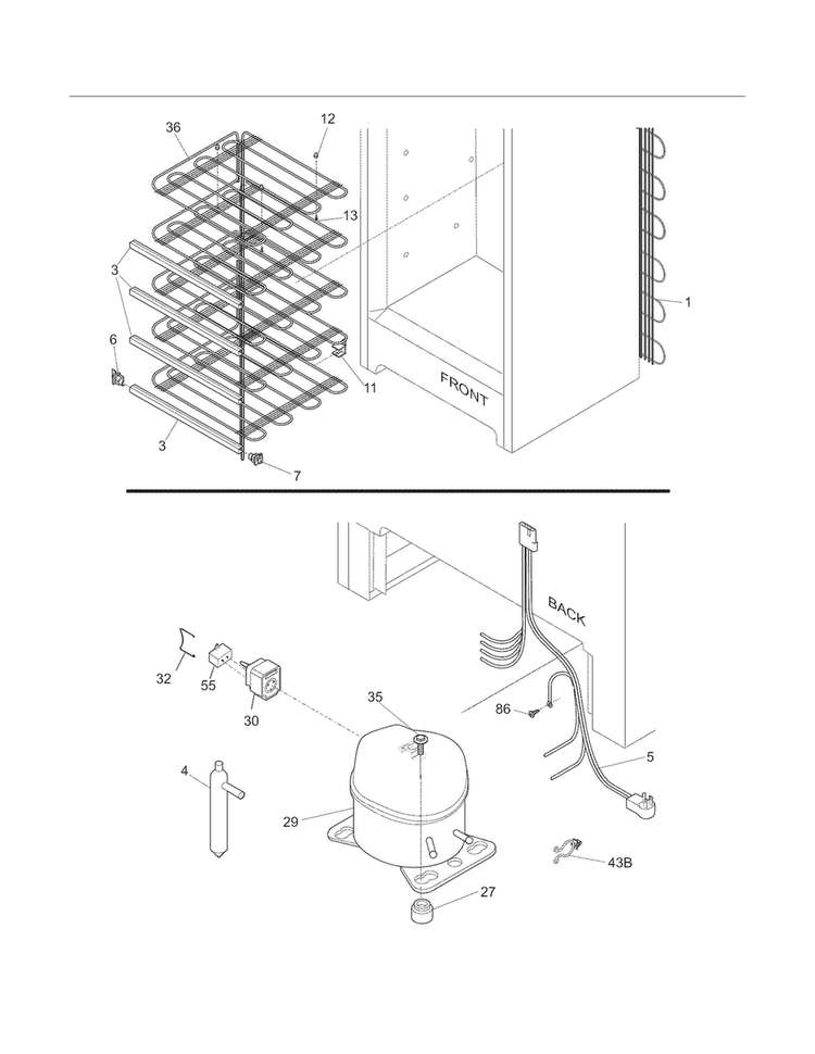 System Diagram and Parts List for CFUM21LW3  Crosley Freezer