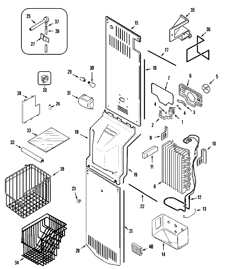 FREEZER COMPARTMENT Diagram and Parts List for GC2229GEHB  Maytag Refrigerator