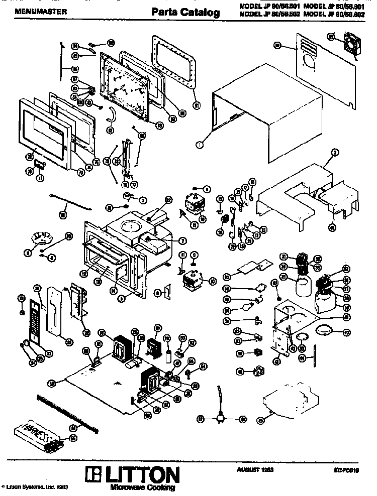 Replacement Parts Diagram and Parts List for JP80 56601 Amana Microwave