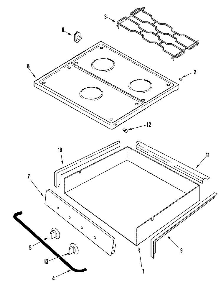 TOP & BURNER BOX Diagram and Parts List for CLZ8560ADB  Magic Chef Cooktop