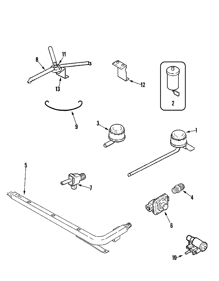GAS CONTROLS Diagram and Parts List for CLZ8560ADB  Magic Chef Cooktop