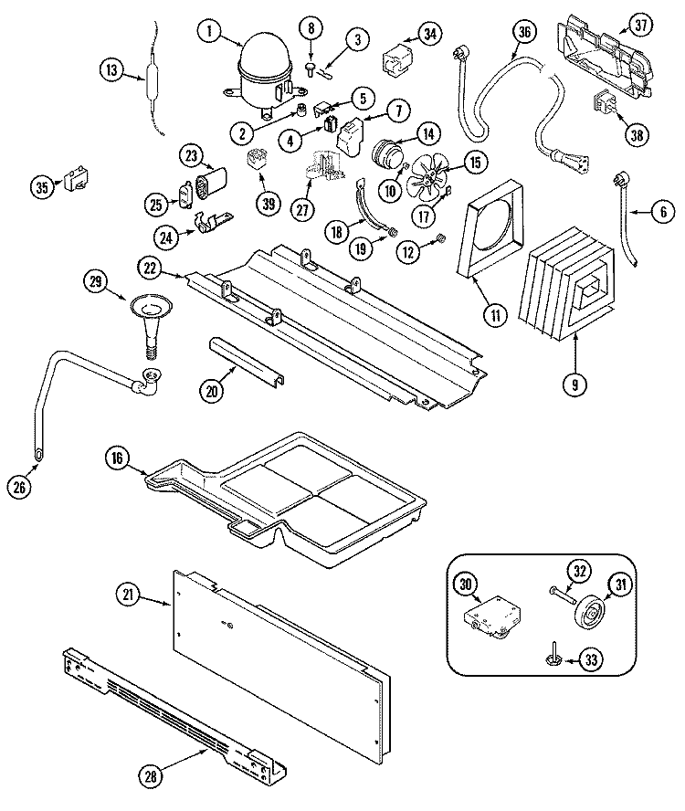 COMPRESSOR Diagram and Parts List for TRIS245FBW  Maytag Refrigerator