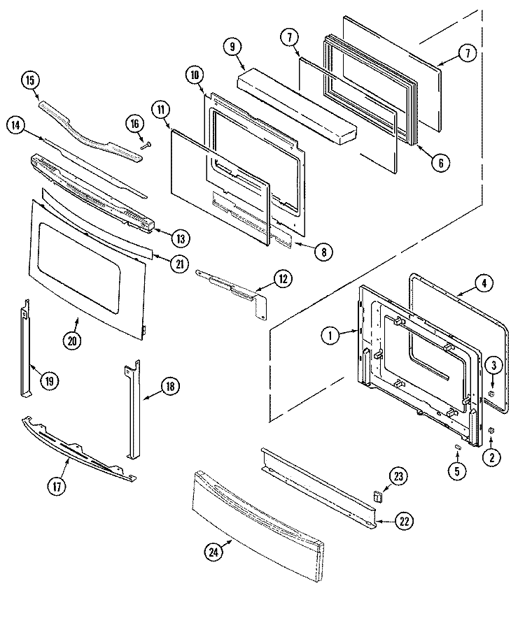 DOOR / ACCESS PANEL (STL) Diagram and Parts List for JES9750AAS  Jenn-Air Range