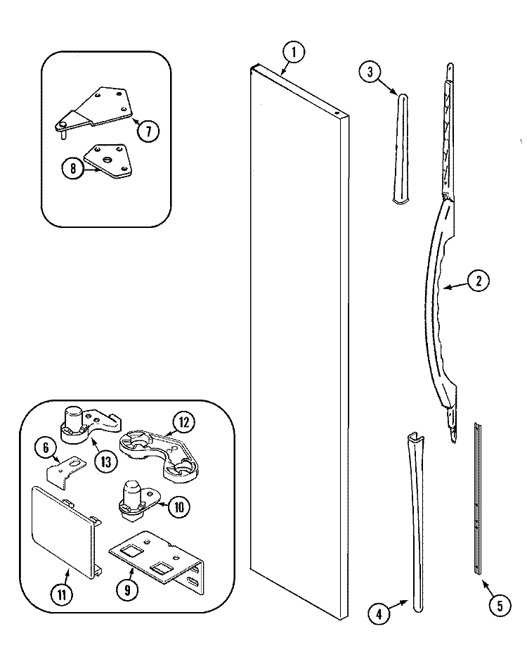 FREEZER OUTER DOOR Diagram and Parts List for PSB2151GRQ  Maytag Refrigerator